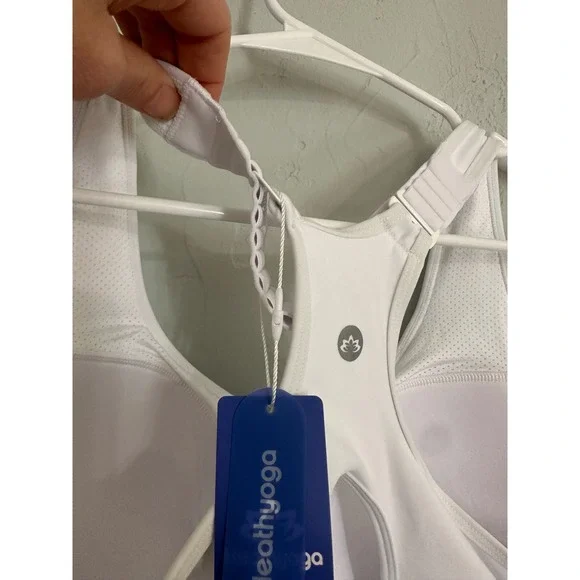 Healthyoga White Athletic Sports Bra Support Medium Impact Breathable NWT - Picture 6 of 6